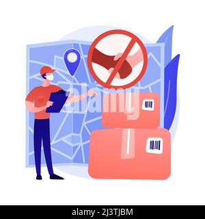 No-contact pick up and delivery abstract concept vector illustration. virus safe delivery, protected transport service, COVID-19 business tranformatio Stock Vector