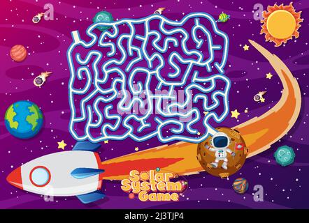 Game template with space theme background illustration Stock Vector