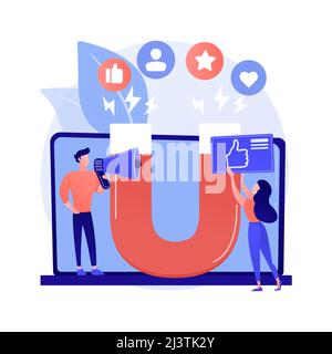 Engagement marketing abstract concept vector illustration. Internet marketing, engagement management, active participation, online commerce, smm strat Stock Vector