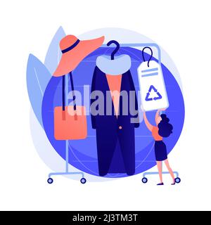 Sustainable fashion abstract concept vector illustration. Sustainable manufacturing brand, green technologies in fashion, ethical clothing production, Stock Vector