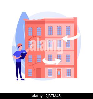 Old buildings modernization abstract concept vector illustration. Building up service, construction modernization solutions, historic buildings insula Stock Vector