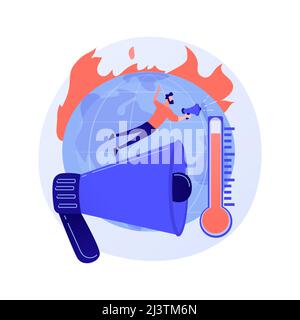 Global warming abstract concept vector illustration. Environmental pollution, global heating impact, temperature increase, earths climate, climate cha Stock Vector