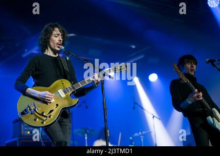 The italian rock pop band Zen circus perform live in Turin Stock Photo