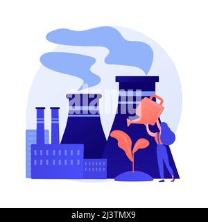 Deforestation and clearcutting problem. City pollution and nature ecosystem. Protect forest, reforestation idea, urbanization consequences. Vector iso Stock Vector