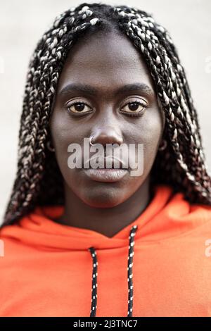Closeup portrait of an African woman with dreadlocks Stock Photo