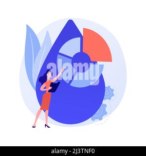 Aqua consumption idea. Potential risk calculation. Non renewable resource, water scarcity, water footprint. Ecology specialist doing research. Vector Stock Vector