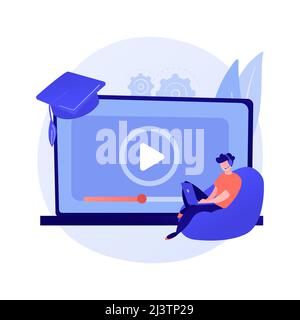 Cartoon Remote Lessons Internet lessons searching. Remote university, educational programs ...