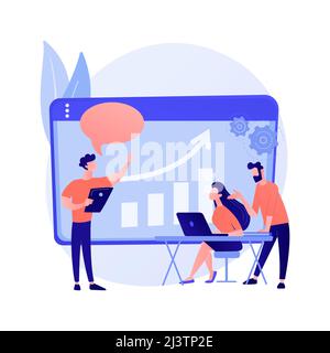 Managers meeting. Business mentorship, workers conference, company strategy discussion. Mentor teaching employees. Teamwork and cooperation. Vector is Stock Vector