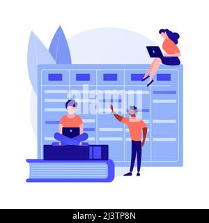 Colleagues working together. Workflow organization, effective task planning, deadline calendar. Effective teamwork, productivity management. Vector is Stock Vector