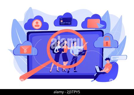 Online security breach, immoral private life offence. Digital ethics and privacy, digital mediums behavior, internet privacy violation concept. Pinkis Stock Vector