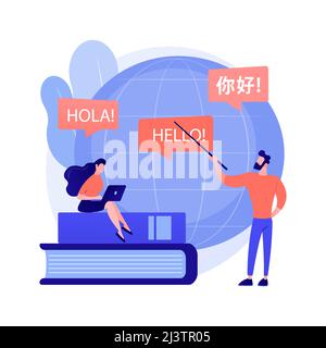 Foreign languages translating. Linguistics science, machine translation, university students exchange program. Language learning courses. Vector isola Stock Vector