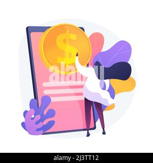 Online banking technology. E wallet, e payment, Internet app. Money Internet withdraw smartphone application. Monetization, ecommerce design element. Stock Vector