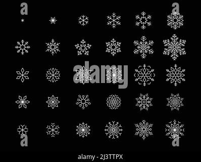 Snowflake icons, from small to big Stock Vector