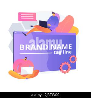Brand name innovation. Marketers team, corporate branding, designers teamwork. Company identity creating and development design element. Vector isolat Stock Vector