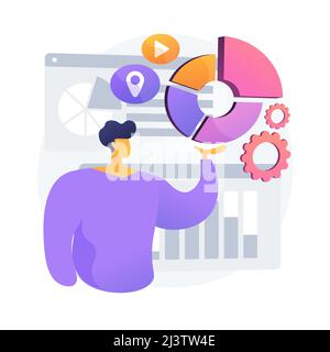 Report chart visualization. Analytics, statistics, analysis. Developer presenting new innovative infographics visualization application. Vector isolat Stock Vector