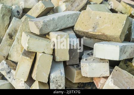 A bunch of Crimean bricks, a brick from shells, a texture. Background Stock Photo