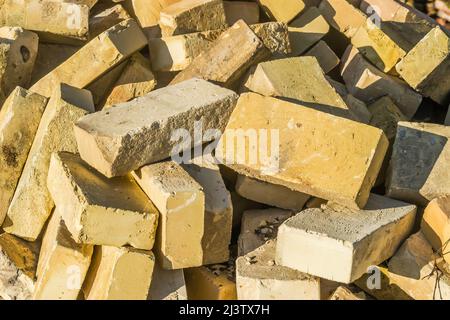 A bunch of Crimean bricks, a brick from shells, a texture. Background Stock Photo