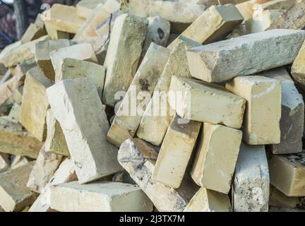 A bunch of Crimean bricks, a brick from shells, a texture. Background Stock Photo