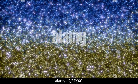 Flag Ukraine glow dots lights in abstract 3d style 3d render Stock Photo