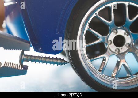 Repair a car concept. Stubbing wheels Stock Photo