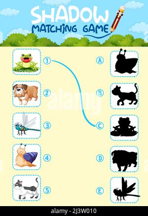 Game template for shadow matching dogs illustration Stock Vector Image ...