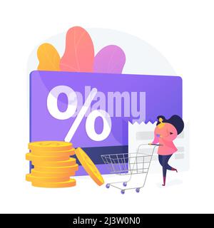 Marketing strategy cartoon web icon. Loyalty business model, shopping discount offer, customer reward. Shop virtual currency, points exchanging. Vecto Stock Vector