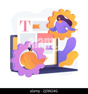 Document sharing technology. Common access, collaborative file editing, simultaneous text analysis. Digital workplace software, distance coworking. Ve Stock Vector