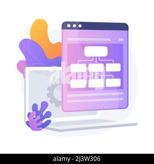 Web hosting service. Information chains and content management. Networking, connection, synchronization. Internet server, data storage. Vector isolate Stock Vector