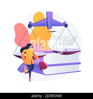Consumer law abstract concept vector illustration. Consumer litigation, legal protection service, law firm, judicial agreement, replacement of faulty Stock Vector