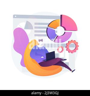Work home office abstract concept vector illustration. Online virtual desk, quarantine distance work, office job from home, communication management t Stock Vector