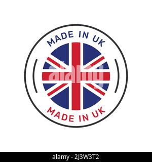 Made in UK colorful vector badge. Label sticker with British flag. Stock Vector