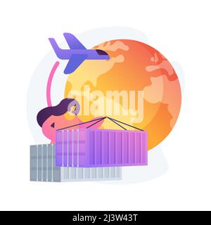 Global transportation system abstract concept vector illustration. Worldwide logistics, international delivery service, global freight tracking softwa Stock Vector