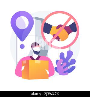 No-contact pick up and delivery abstract concept vector illustration. virus safe delivery, protected transport service, COVID-19 business tranformatio Stock Vector