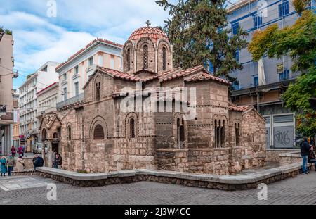 The Church of Panagia Kapnikarea, one of the oldest orthodox churches in Athens, located in the center of the modern city. Stock Photo