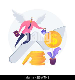 Angel investor abstract concept vector illustration. Startup financial support, business startup professional advice help, fundraising, online crowdfu Stock Vector