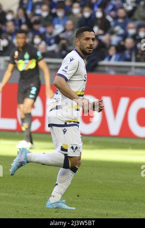 April 09 2022, Milano (MI), Italy, Giuseppe Meazza - San siro stadium, Matchday 32Â° of the Italian Serie A Tim 2021/2022 Championship, match between the teams of Internazionale FC vs Hellas Verona, in the pic: 10 Gianluca Caprari Stock Photo