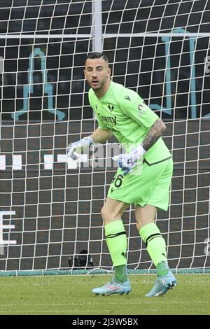 April 09 2022, Milano (MI), Italy, Giuseppe Meazza - San siro stadium, Matchday 32Â° of the Italian Serie A Tim 2021/2022 Championship, match between the teams of Internazionale FC vs Hellas Verona, in the pic: 96 Lorenzo Montipo Stock Photo