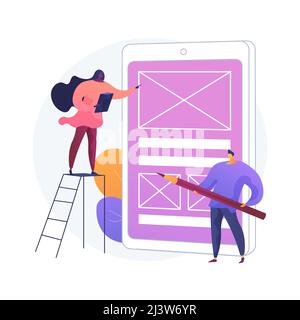 Prototyping abstract concept vector illustration. Design concept, user testing, UX, website draft version, interface idea, creative work, landing page Stock Vector