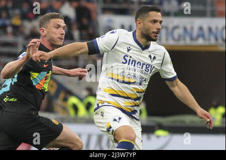 April 09 2022, Milano (MI), Italy, Giuseppe Meazza - San siro stadium, Matchday 32° of the Italian Serie A Tim 2021/2022 Championship, match between t Stock Photo