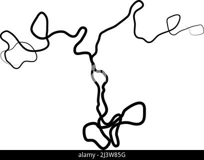 Wavy, waving, billowy, squiggle and squiggly line. Irregular random lines. Stock vector illustration, clip-art graphics Stock Vector