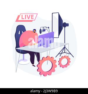 Professional livestream abstract concept vector illustration. Professional online event stream, broadcasting service, livestream equipment, software s Stock Vector