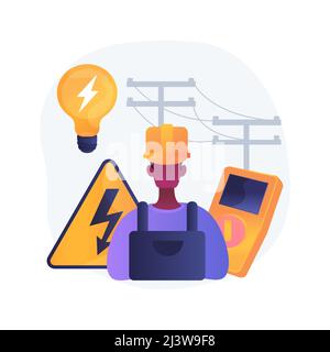 Electrician services abstract concept vector illustration. Energy-efficient lighting, electrical system maintenance and inspection, home automation, e Stock Vector