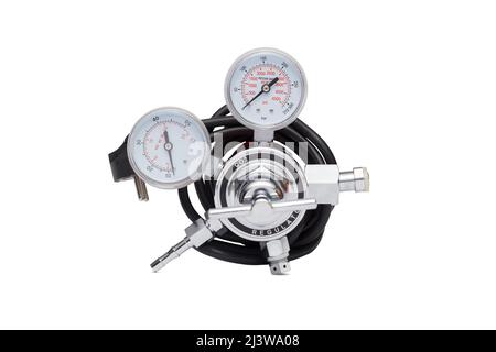 Carbon dioxide - CO2 regulator gauge isolated on a white background Stock Photo