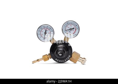 Carbon dioxide - CO2 regulator gauge isolated on a white background Stock Photo