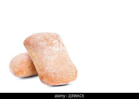 Ciabatta bread rolls isolated on white. Copy space Ciabatta bread rolls isolated on white. Copy space Stock Photo