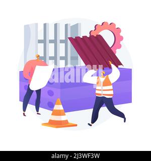 Innovative construction materials abstract concept vector illustration. Construction technology innovation, hi-tech bulding resource, smart brick, nan Stock Vector