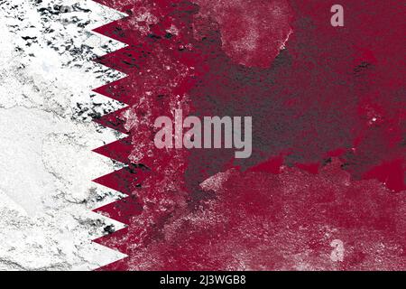 Flag of qatar on a damaged concrete wall surface Stock Photo