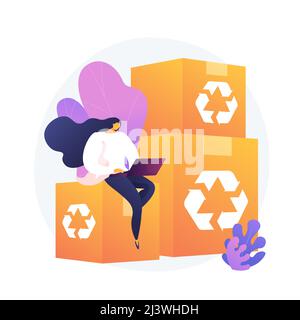 Recyclable and eco friendly packaging. Order tracking, Internet shopping, delivery service. Reusable cardboard boxes, ecological material container. V Stock Vector