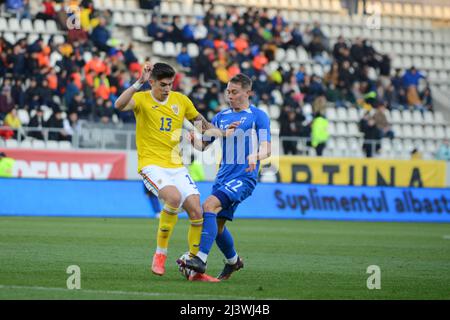 Andrei Marginean #13 and Julius Tauriainen #22  in Friendly game between Romania U21 and Finland U21 , 25.03.2022 ,Arcul de Triumf Stad , Bucharest Stock Photo