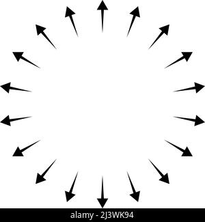 Outspreading, radial, radiating arrows. Diffusion, extension, spread and emission icon, symbol. Stock vector illustration, clip-art graphics Stock Vector